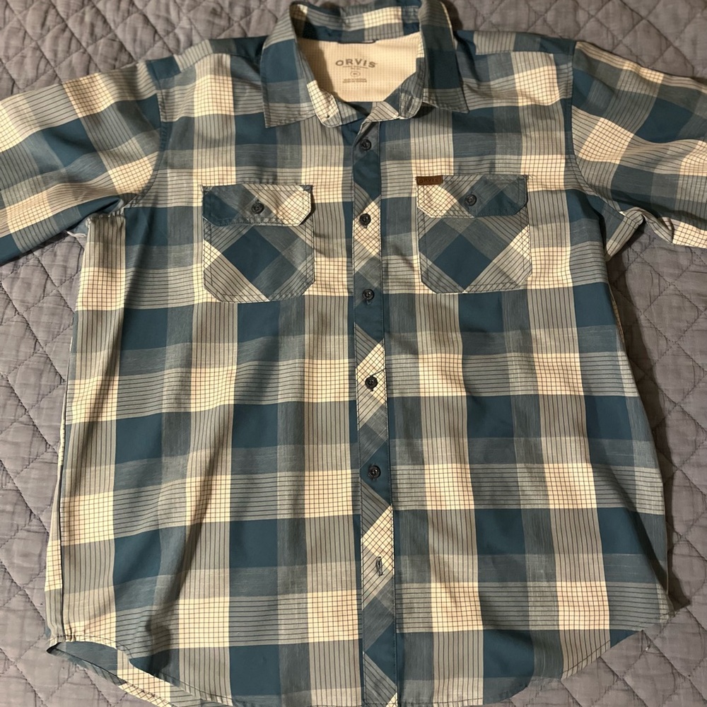 Orvis Men's Blue Plaid‎ Shirt